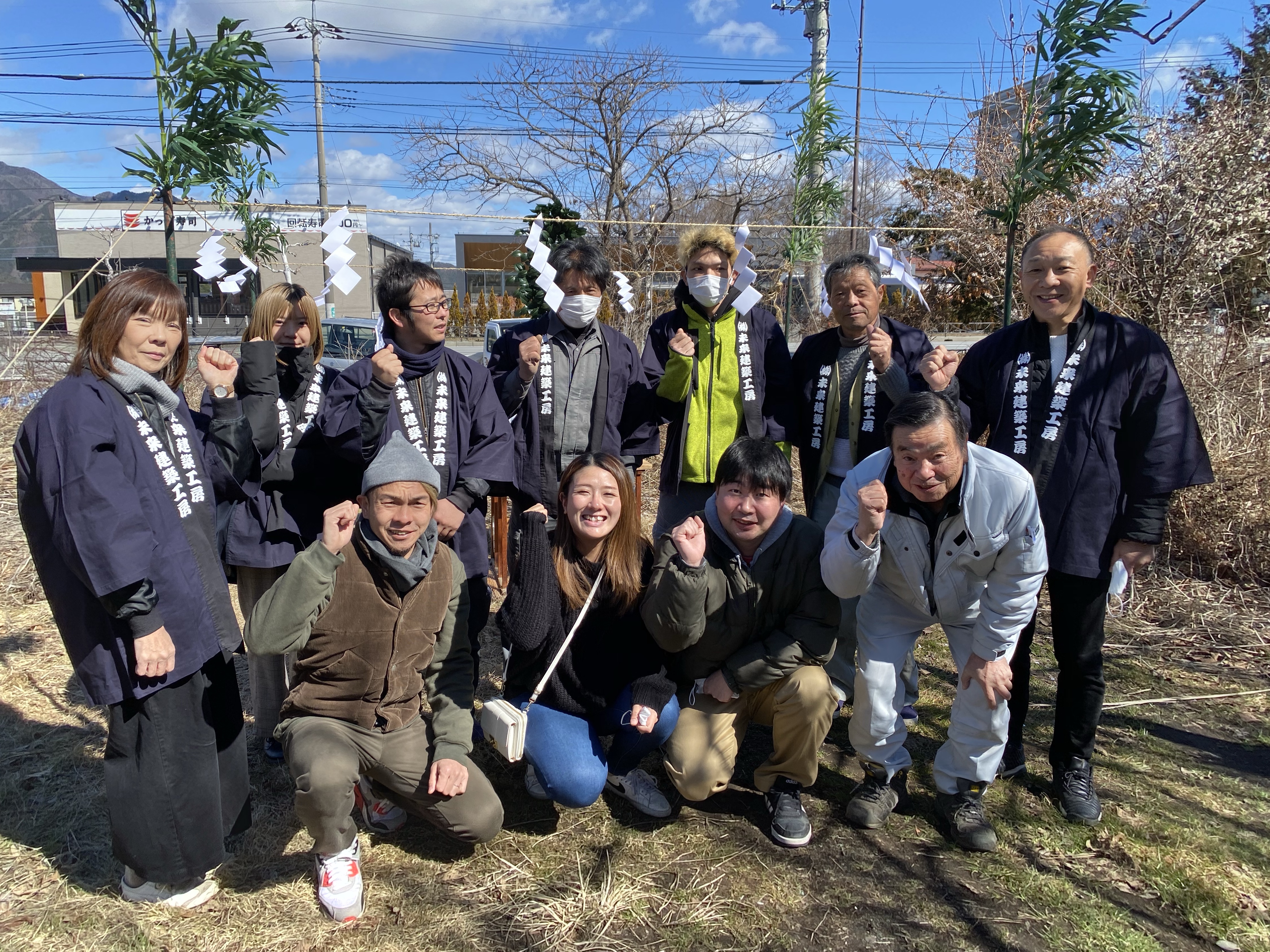 山梨県の工務店、未来建築工房とつくる注文住宅。｜富士吉田市のグリーンが似合う男前なホテルライクスタイルの家、地鎮祭